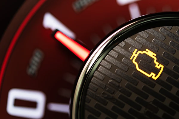Check engine light illuminated on a blank dash